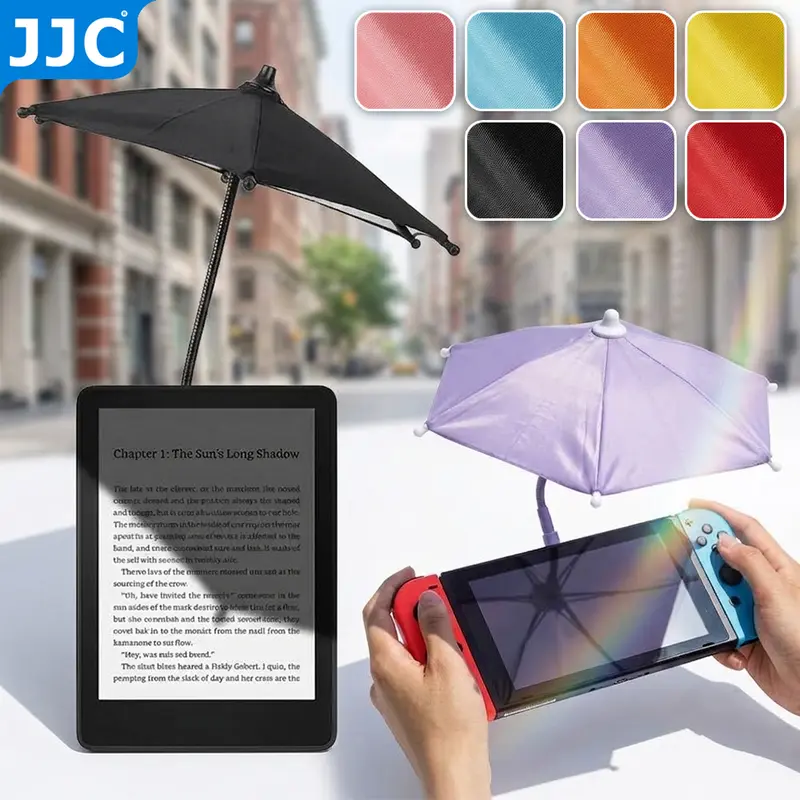 JJC Phone Umbrella for Sun, Sunshade, Magsafe Mount for Switch Kindle, Prevent-Glare, Anti-Overheat, Portable Foldable, UPF 45+ Polyester 360° Adjustable Finger Ring for iPhone Duo Air 18 17 16 15 14 13 12 Pro Max, Andorid, Outdoor, Cute Girl's Gifts