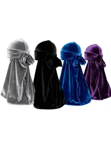 Velvet Durag Carbon Fiber Styling Comb Set, Hair Protection Cap, Loose-Fitting Plain Design, All Seasons Casual Style, Protective Cap