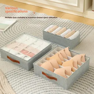 Underwear Drawer Organizer, 6/7/20 Grid Bra Panty Socks Storage Box, Foldable Lingerie Divider for Bedroom Dorm Closet