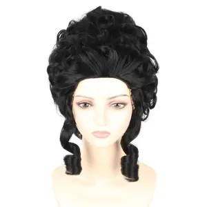Colonial Wigs for Women Black Victorian Court  Wig Baroque  Beehive Wigs Halloween Costume Party Dress Wig