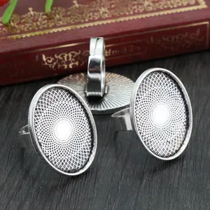 18x25mm 5pcs Antique Silver Plated Bronze 3 Colors Brass Oval Adjustable Ring Settings Blank/Bas