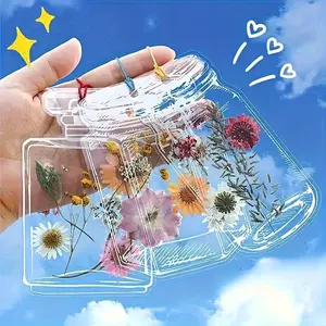 20/40 Pcs DIY Transparent Dried Flower Bookmarks, Handmade Clear Bottle Sticker Pack, Custom Plant Specimen Clips, Book Accessories