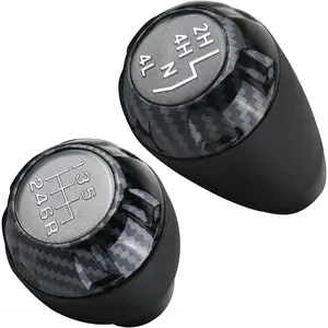 Shift Shifter Knob Set (Carbon Fiber) for Manual Transmission & 4x4 Transfer Case Compatible with Wrangler JK 2011 2012 2013 2014 2015 2016 2017 2018