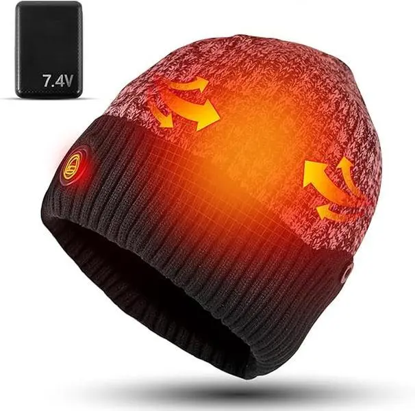 Winter outdoor heated hat with 3 temperature settings, quick heating, suitable for outdoor hiking, skiing, dog walking, commuting, and outdoor work in cold weather. Portable knitted hat, unisex, suitable for all head sizes  Valentine's Day gift