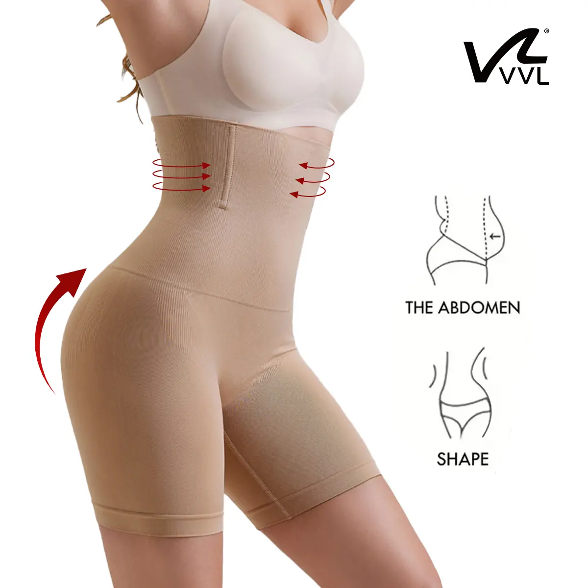 VVL Women's High Waisted Seamless Girdles Shapewear Breathable Comfortable Shorts Butt Lifting Suitable for Everyday Wear Clothes Shapewear