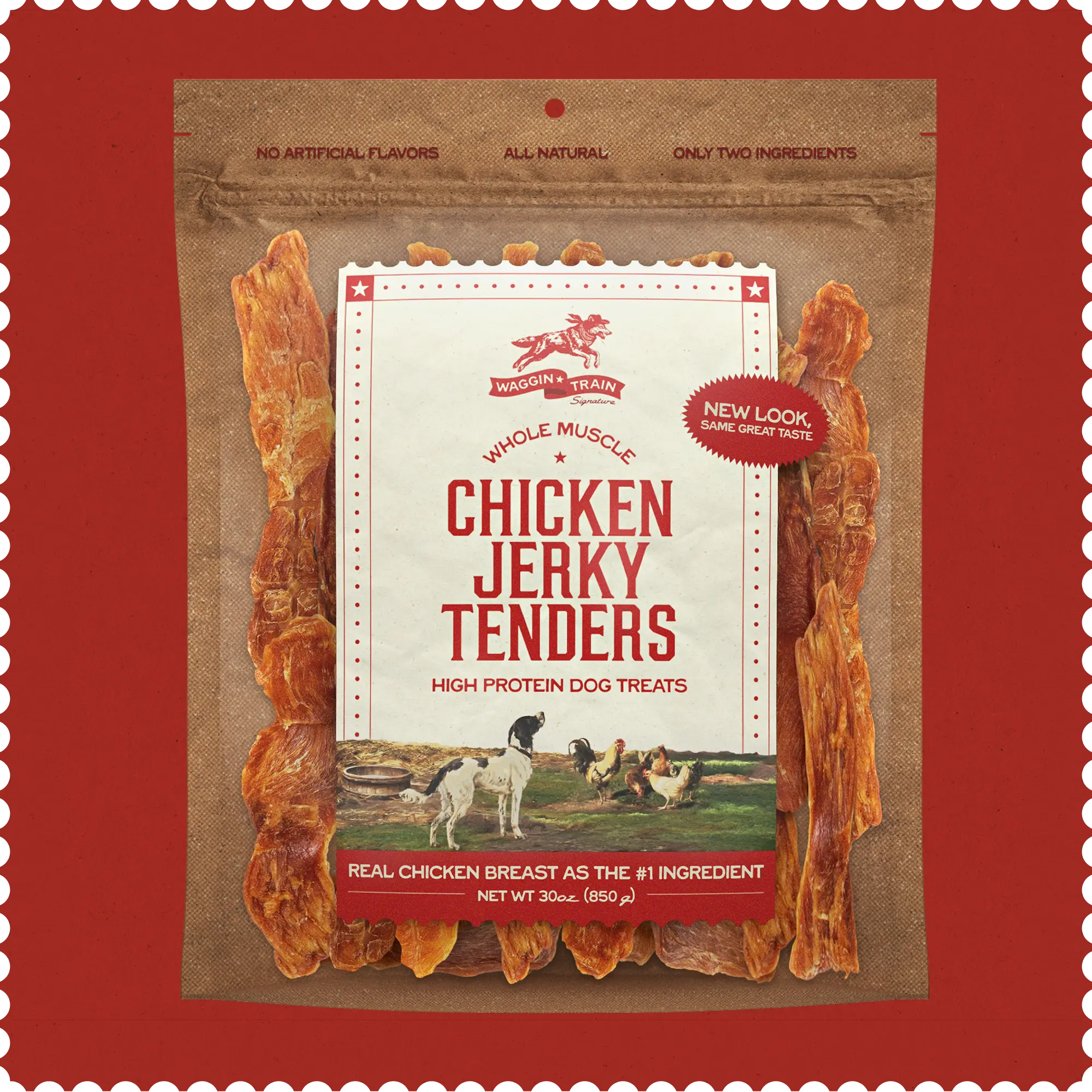 Waggin' Train Chicken Jerky Tenders for Dogs - 30 oz. Pouch, Limited Ingredient, High Protein, Grain-Free, Corn-Free, 100% Real Chicken Breast