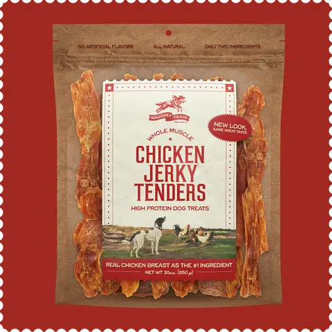 Waggin' Train Chicken Jerky Tender Dog Treats - 30 oz. Pouch, 60% High Protein, Limited Ingredient, Grain-Free, Corn-Free, 100% Real Chicken Breast, Chewy & Digestible, Dehydrated, Adult Dog Snacks