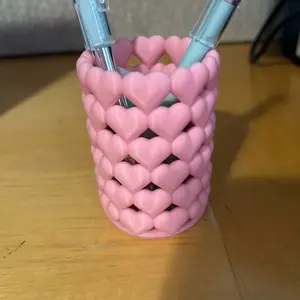 3d printed Heart Pencil Holder - Pink Heart Design for Organizing and Styling