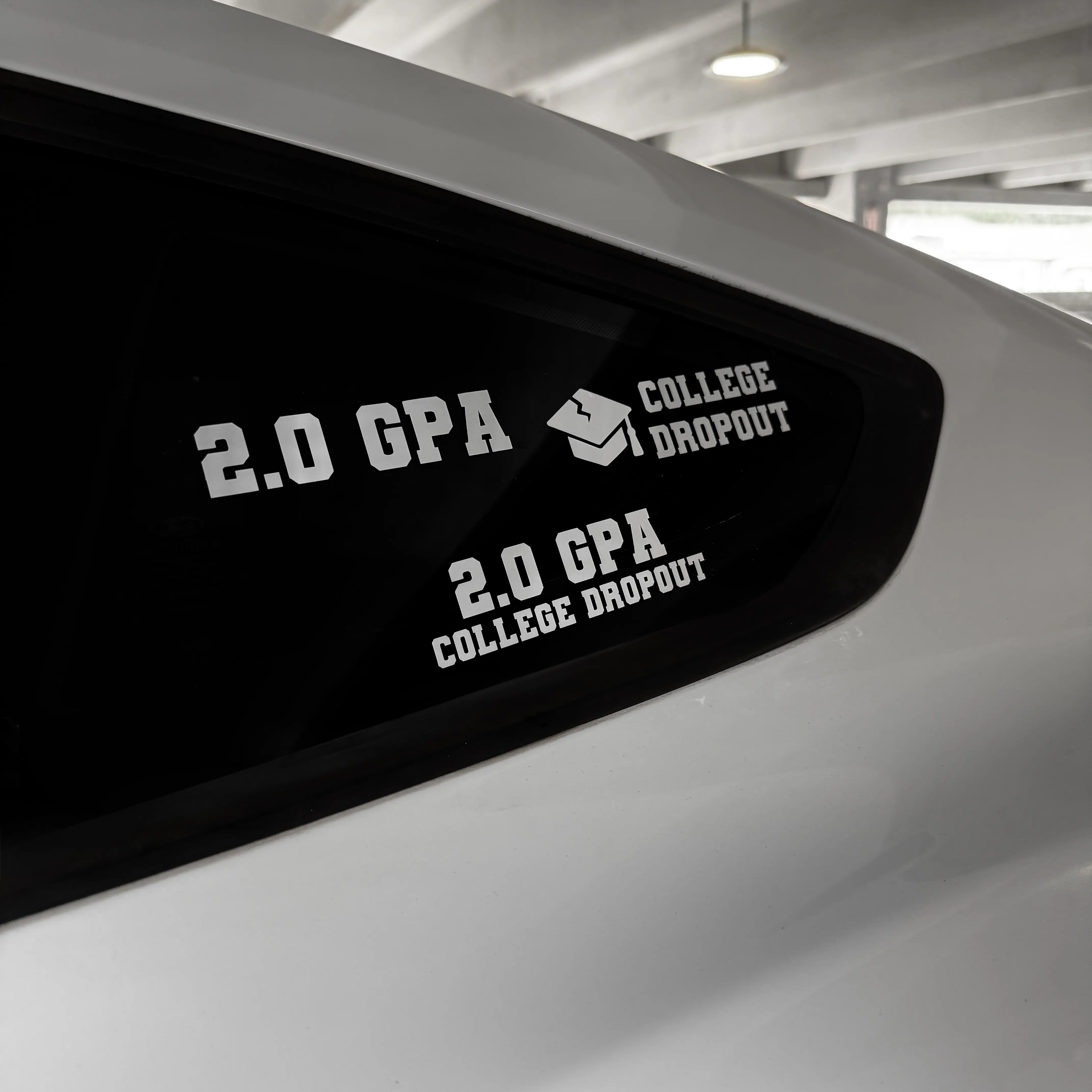 "College Dropout" Car Decals - High Quality Waterproof Vinyl, Durable & Fade Resistant, Peel-and-Stick Application, Perfect for Cars, Laptops, Consoles, Bottles & More