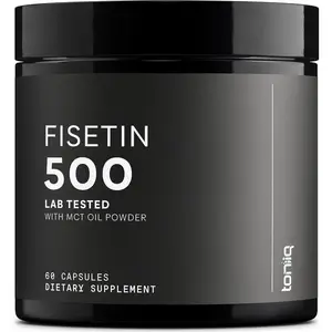 Toniiq Ultra High Purity Fisetin Supplement 500mg, 98%+ Bioavailable Fisetin with MCT Oil for Aging Support, 60 Capsules