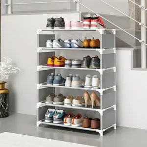 1Pc 4-7 Layer Shoe Rack,Metal Tubes Shoe Storage Shelf,Multifunctional Shoe Stand ,Easy Assembled Shoes Holder For Hallway Bedroom Entryway Living Room,Home Organization And Storage Supplies,Shoe Organizer
