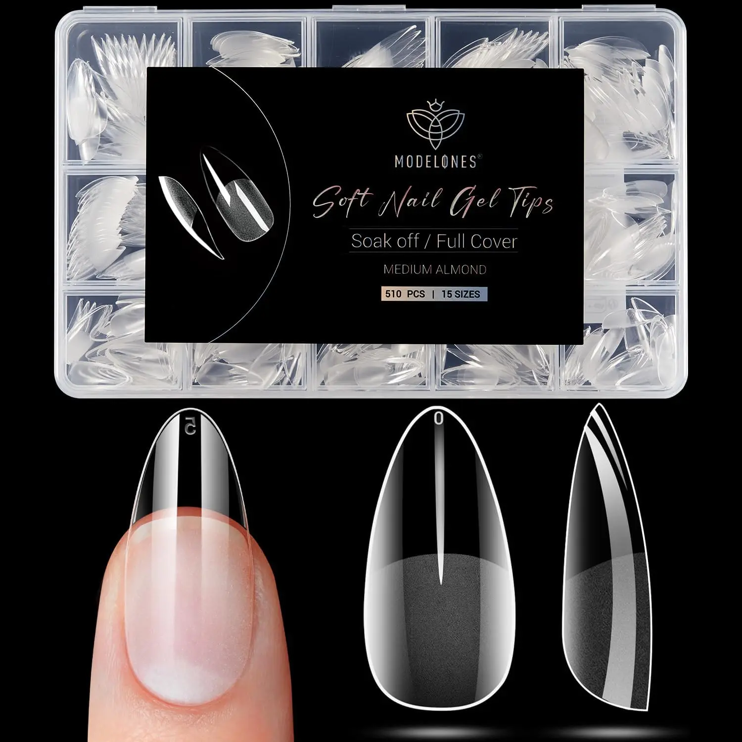 Almond Nail Tips 510pcs Medium Clear Soft Fake Press On Nails Tip | Pre Etched Half Matte Full Cover Clear Acrylic Gel False Press on Extension