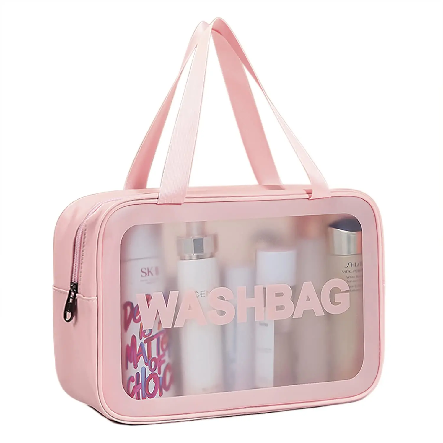 Travel Toiletry Bag for Women and Men, Matte Translucent Toiletry Bag with Handy Handle, Makeup Cosmetic Organizer Bag for Travel Toiletries Accessories