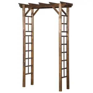 85" Carbonized Wooden Garden Arbor - Outdoor Garden Arch Trellis for Climbing Vines, Wedding and Ceremony Use