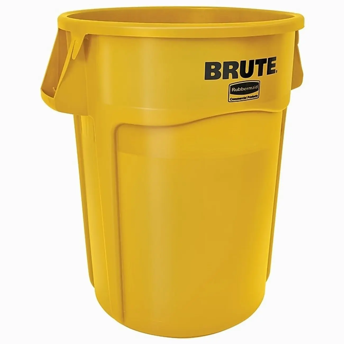 Rubbermaid Round Brute Trash Can Container w/Venting Channels, Yellow, 44 gallon