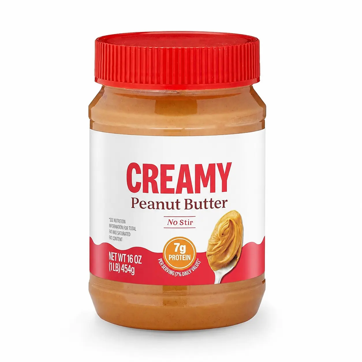 Smooth Creamy Flavor Peanut Butter - No-Stir Plant-Based Protein Spread (16 oz)