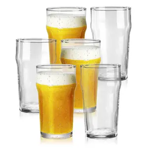 20 oz Beer Glasses Set of 6- Easy to Stack & Lead-Free Classic British Pint Glasses Large Pub Craft Beer Glass for IPA, Pilsner,Clear Tall Glass Cups Great Beer Gifts for Men-Dishwasher Safe
