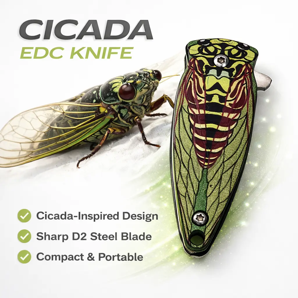 Stainless Steel Folding Knife with 3D Handle, A Versatile and Functional EDC Survival Tool for Camping, Hiking, and Outdoors
