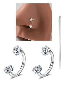 3Pcs Heart Star Cz Horseshoe Nose Ring Internal Threaded Design, Stainless Steel 18 Gauge 8mm Hoops for Multiple Piercings, Perfect for Nose Cartilage Tragus Helix and Lip, Nose Ring Jewelry