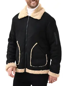 Men's Warm Winter Jacket Black Coat with Thick Fake Fur Lined Hoodie and Pockets Medium Size Stylish and Practical for Chilly Days