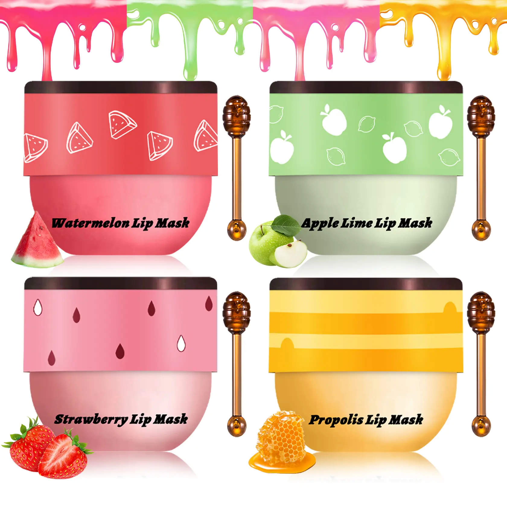 Honey Pot Bee Lip Balm Set, Overnight Lip Mask & Hydrating Moisturizer Duo - Soothes Dryness, Reduces Lip Lines & Deeply Repairs for Soft Lips