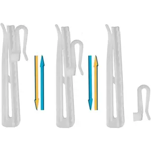 30 count Plastic Adjustable Hooks - Depth Pleat Drapery Hooks for Window, Door and Shower Curtains (White)