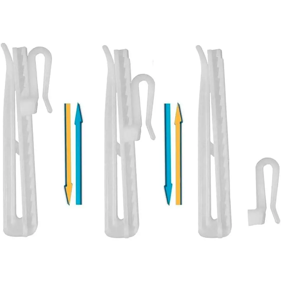 30 count Plastic Adjustable Hooks - Depth Pleat Drapery Hooks for Window, Door and Shower Curtains (White)