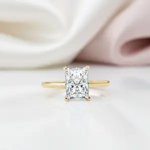 10k Yellow Gold Radiant Cut Diamond Option Solitaire Engagement Ring