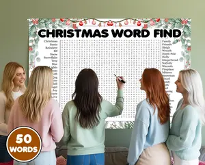 Christmas Word Search Game, Crossword Puzzle, Word Find Poster, Gathering Activity, Multiple Sizes