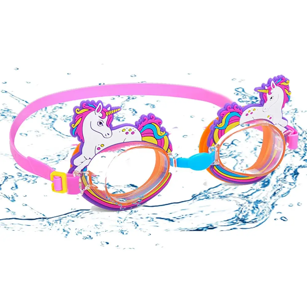 Haktoys Pink Unicorn Swim Goggles for Kids - Bright, Leakproof, Flexible Strap, Secure Fit Water Sports Pool Adventure Swimwear Accessory, Toddler Size, Unicorn Theme