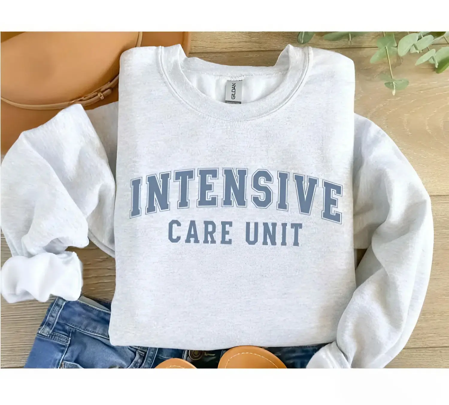 Icu Nurse Cotton Crewneck Intensive Care Unit Graphic Sweatshirt, Critical Care Unit Registered Nurse Intensive Care Rn Pullover Nurse Grad Gift