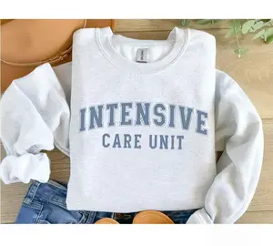 Icu Nurse Cotton Crewneck Intensive Care Unit Graphic Sweatshirt, Critical Care Unit Registered Nurse Intensive Care Rn Pullover Nurse Grad Gift