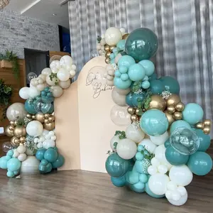 Teal Balloon Garland Kit Turquoise Sand White Gold Party Decor for Baby Shower Wedding