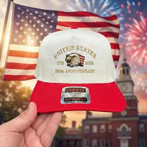 USA 250th Anniversary Hat Embroidered Bald Eagle Patriotic Cap, 1776-2026 Gift