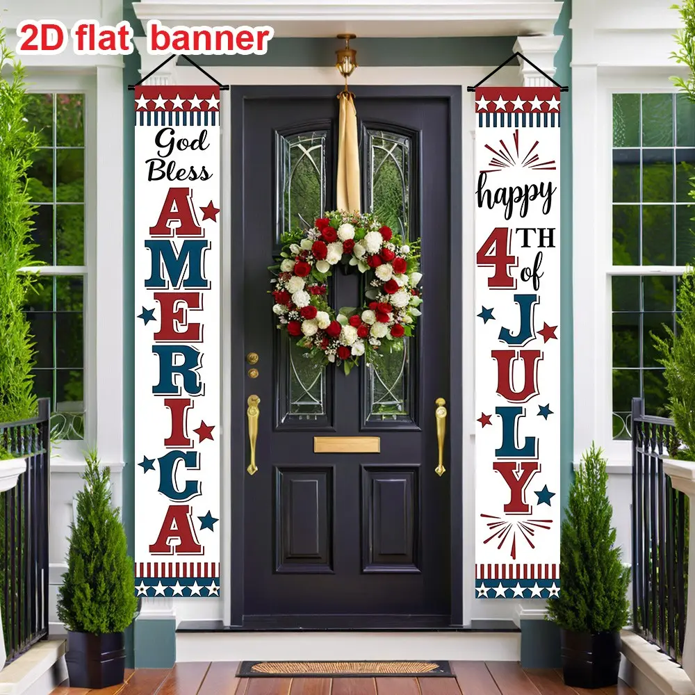 Independence Day Banner Set, Polyester Party Decoration Flags, Outdoor Banners, 180cm X 30cm, July 4th Porch Hanging Decorations, Home Celebration, Wall Decor Banner, Decorative Banner, Party Decoration Supplies