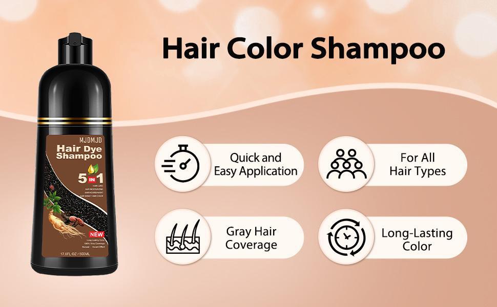 Black Hair Dye Shampoo 5-in-1, Natural Hair Coloring Shampoo with Ginseng Extract for Women & Men, Herbal Gray Hair Coverage, Long-Lasting black hairdye 500ml (Black) Black Hair Dye Shampoo 5-in-1, Natural Hair Coloring Shampoo with Ginseng Extract for Women & Men, Herbal Gray Hair Coverage, Long-Lasting black hairdye 500ml (Black)