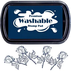 Washable Ink Pad,   for ,  Crafts, Paw Print Kit,  Footprint Kit,  Pads on Scrapbooking, Fingerprint Ink Pad, Easy to Wash Off  | Large | Safe  (Indigo Blue)