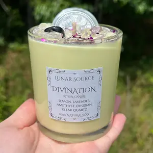 Divination Candle Intuition Third Eye Herbal Intention Ritual Altar Tool Crystal Stone Spell Coin Witchy Witchcraft Pagan Gift