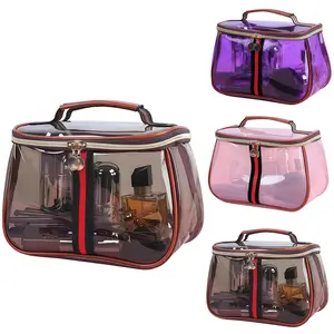 Vintage waterproof cosmetic bag, Travel Cosmetic Bags, large capacity transparent toiletry bag, fashionable and luxurious beauty bag, suitable for cosmetics and hygiene products, women's travel organizer