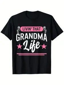 GrandmaS Life Vintage Grandparents Gift T-Shirt - 100% Cotton Breathable Unisex Tee with Grandma & Grandpa Graphic Print, Short Sleeve Crew Neck Casual Shirt for Christmas, Mother's Day (Black) - Family Keepsake Apparel, PLUS SIZE