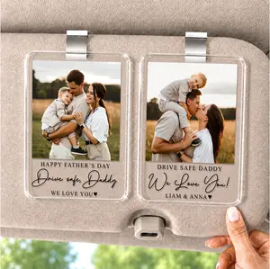 [SEND YOUR PHOTO VIA MESSAGE] Personalized Dad Photo Car Visor Clip – Drive Safe Daddy Gift, Father’s Day Gift for Dad, Husband Gift, Custom Acrylic Car Accessory