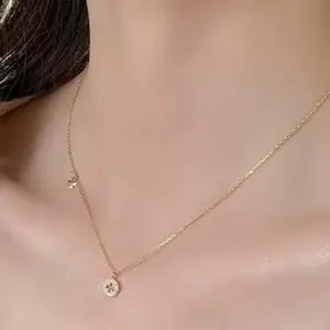 925 sterling silver 14K gold finish - double clover necklace