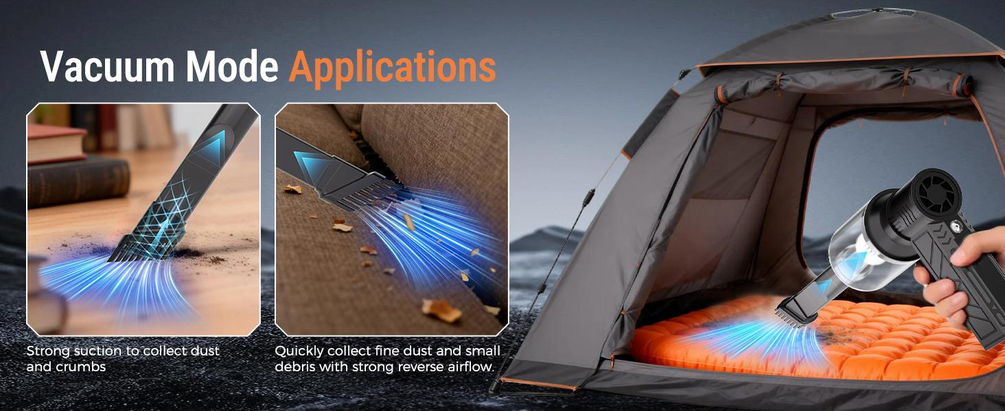 JORHUZS 2-in-1 Compressed Air Duster & Vacuum, High-Power Turbo Jet Fan, Cordless Rechargeable for Car, Electronics & Home Cleaning