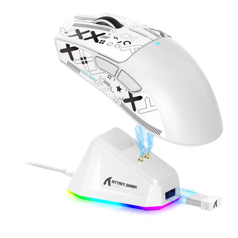 ATTACK SHARK X11 Lightweight Wireless Gaming Mouse with RGB Charging Dock,Tri-Mode-2.4G/USB-C Wired/BT,22K DPI,PAW3311 Optical Sensor,HUYU Switch, 5 programmable Buttons for PC/Mac