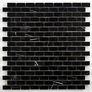 Nero Marquina Baby Brick Polished/Honed Marble Mosaic Sample