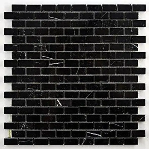 Nero Marquina Baby Brick Polished/Honed Marble Mosaic Sample