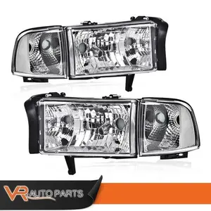 Fit For 94-02 Dodge Ram 1500 2500 3500 Clear Corner Signal Lamps Chrome Headlights