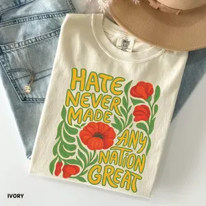 Comfort Colors Floral Anti Trump Shirt Aesthetic Political T-Shirt Trendy Retro Flower Graphic Tee Vintage Activist Gift for Her Minimalist Social Justice Top Oversized Sunday Shirt 2026 Bloom Tee Support Democracy Era Art Wildflower