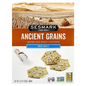 Sesmark Ancient Grains, Brown Rice Snack Crackers,  Sea Salt, 3.5 oz (100 g)