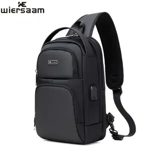 One-shoulder messenger bag, men's breast bag, multi-functional waterproof leisure travel bag, combination lock, anti-theft small backpack, contrasting color design
